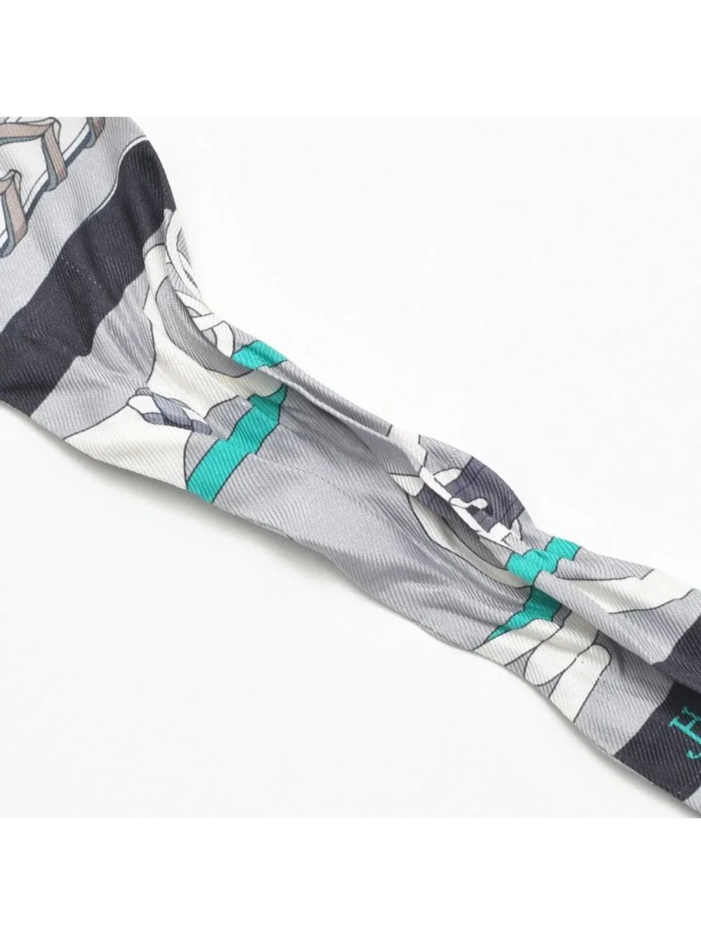 Hermes Twilly Horseback Equipment Gray Multicolor Scarf